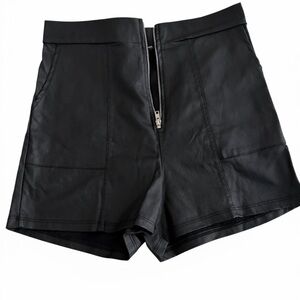 Black Leather Women Shorts